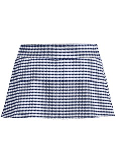 Lands' End Women's Gingham Mini Swim Skirt Swim Bottoms - Deep sea navy/white gingham