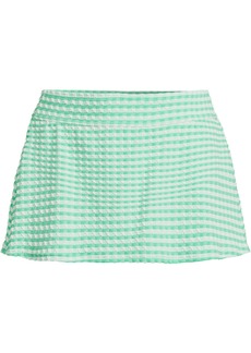 Lands' End Women's Gingham Mini Swim Skirt Swim Bottoms - Wintergreen/white gingham