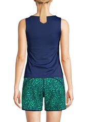 Lands' End Women's High Neck Upf 50 Sun Protection Modest Tankini Swimsuit Top - Deep sea navy