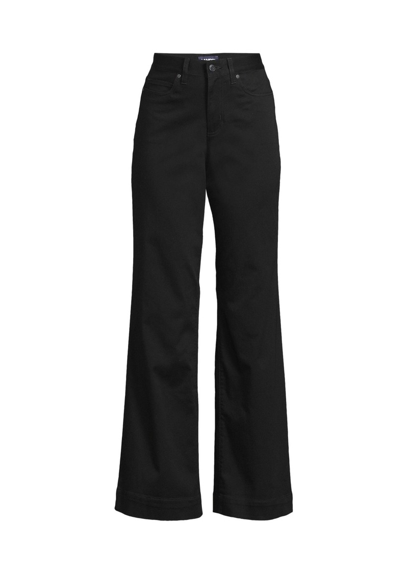 Lands' End Women's High Rise 5 Pocket Wide Leg Chino Pants - Black