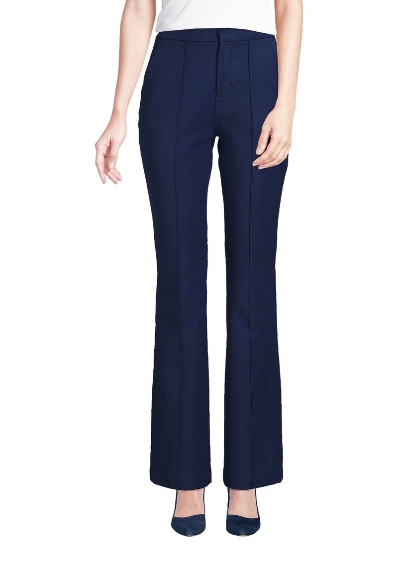 Lands' End Women's High Rise Bi Stretch Pintuck Boot Cut Pants - Deep sea navy