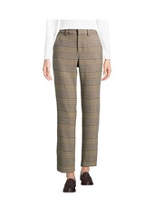 Lands' End Women's High Rise Brushed Flannel Tapered Ankle Pants - Dark gray herringbone