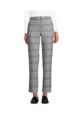 Lands' End Women's High Rise Brushed Flannel Tapered Ankle Pants - Dark gray herringbone