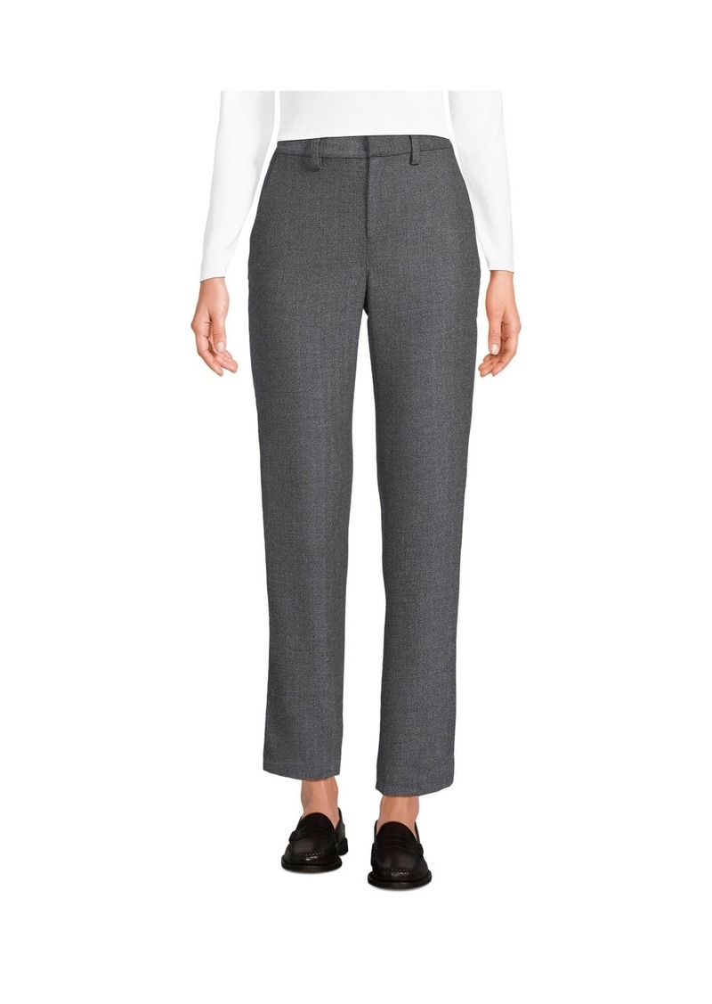 Lands' End Women's High Rise Brushed Flannel Tapered Ankle Pants - Dark gray herringbone