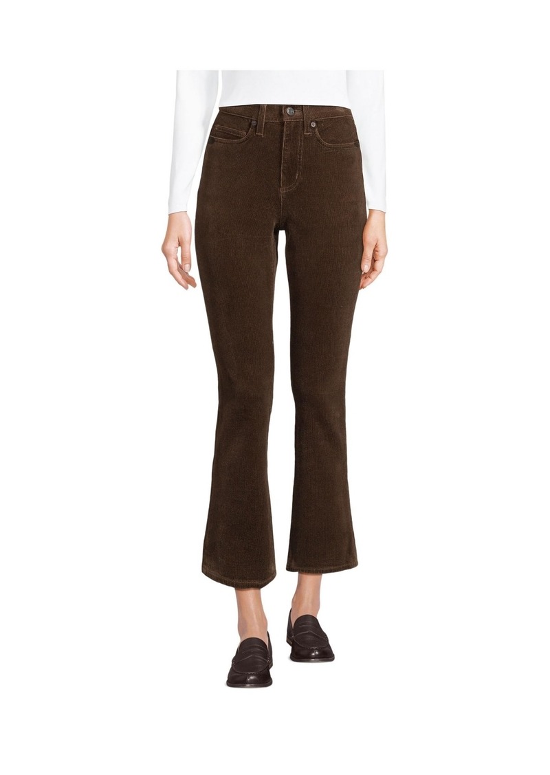 Lands' End Women's High Rise Corduroy Kick Crop Pants - Rich coffee