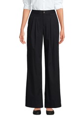 Lands' End Women's High Rise Crisp Poplin Chino Wide Leg Pants - Black