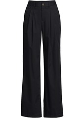 Lands' End Women's High Rise Crisp Poplin Chino Wide Leg Pants - Black