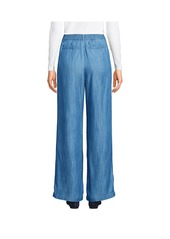 Lands' End Women's High Rise Tencel Fiber Pleated Wide Leg Pants - Lily pad green