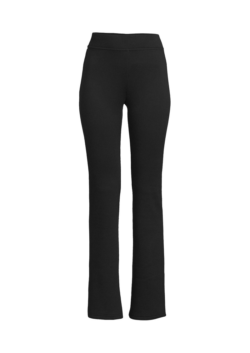 Lands' End Women's High Rise Serious Sweats Fleece Lined Pocket Bootcut Pants - Black