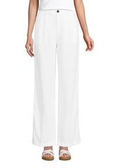 Lands' End Women's High Rise Wide Leg Linen Pleated Pants - White