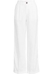 Lands' End Women's High Rise Wide Leg Linen Pleated Pants - White