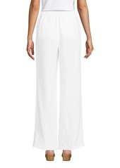 Lands' End Women's High Rise Wide Leg Linen Pleated Pants - White