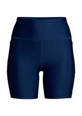 "Lands' End Women's High Waisted 6"" Bike Swim Shorts with Upf 50 Sun Protection - Blackberry"