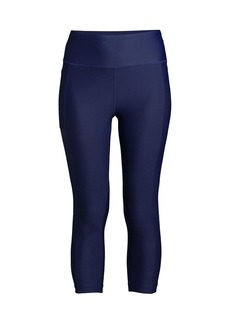 Lands' End Women's High Waisted Modest Swim Leggings with Upf 50 Sun Protection - Deep sea navy
