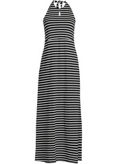 Lands' End Women's Keyhole High Halter Neck Maxi Dress - Black/white stripe