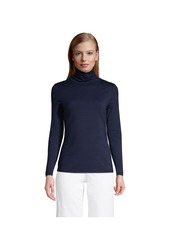 Lands' End Women's Lightweight Fitted Long Sleeve Turtleneck Tee - White