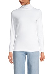 Lands' End Women's Lightweight Jersey Skimming Long Sleeve Turtleneck - Aqua surf