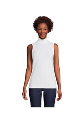 Lands' End Women's Lightweight Jersey Skimming Sleeveless Mock Neck - Deep sea navy