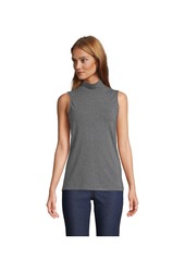 Lands' End Women's Lightweight Jersey Skimming Sleeveless Mock Neck - Deep sea navy