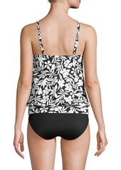 Lands' End Women's Long Blouson Tummy Hiding Tankini Swimsuit Top Adjustable Straps - Black