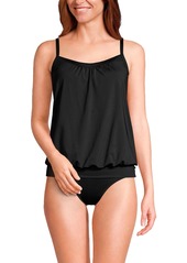 Lands' End Women's Long Blouson Tummy Hiding Tankini Swimsuit Top Adjustable Straps - Black