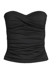 Lands' End Women's Long Chlorine Resistant Bandeau Tankini Swimsuit Top - Black