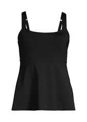 Lands' End Women's Long Flutter Tankini Top - Black