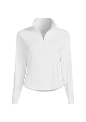 Lands' End Women's Long Long Sleeve Rash Guard Cover-up Upf 50 - White