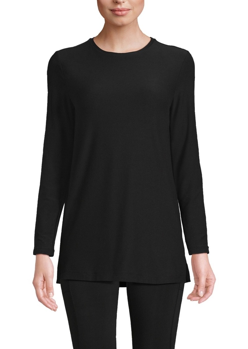 Lands' End Women's Long Sleeve Performance Crew Neck Tunic - Black