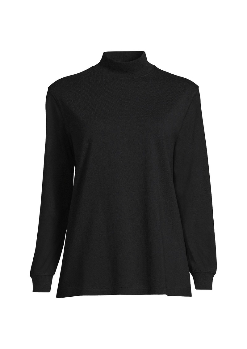 Lands' End Women's Long Sleeve Super T Mock Tee - Black