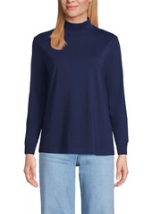 Lands' End Women's Long Sleeve Super T Mock Tee - Black