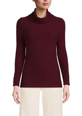 Lands' End Women's Long Sleeve Wide Rib Cowl Neck Tee - Black