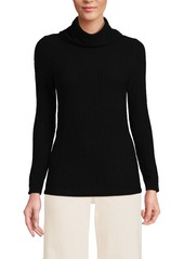 Lands' End Women's Long Sleeve Wide Rib Cowl Neck Tee - Black