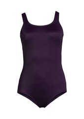 Lands' End Women's Mastectomy Scoop Neck Soft Cup Tugless Sporty One Piece Swimsuit - Blackberry