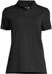 Lands' End Women's Mesh Cotton Short Sleeve Polo Shirt - Black