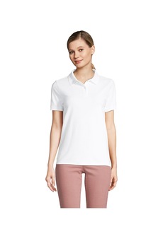 Lands' End Women's Mesh Cotton Short Sleeve Polo Shirt - White