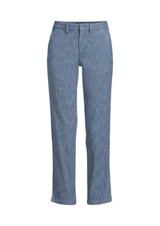 Lands' End Women's Mid Rise Classic Straight Leg Chambray Ankle Pants - Evening sky chambray