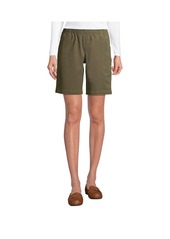 "Lands' End Women's Mid Rise Elastic Waist Pull On 10"" Chino Bermuda Shorts - Forest moss"
