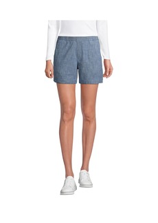 "Lands' End Women's Mid Rise Elastic Waist Pull On 7"" Chino Shorts - Evening sky chambray"