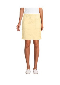 Lands' End Women's Mid Rise Elastic Waist Pull On Chino Skort - Golden candle light