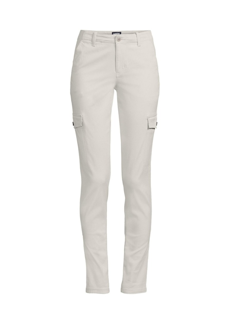 Lands' End Women's Mid Rise Slim Cargo Chino Pants - Light stone