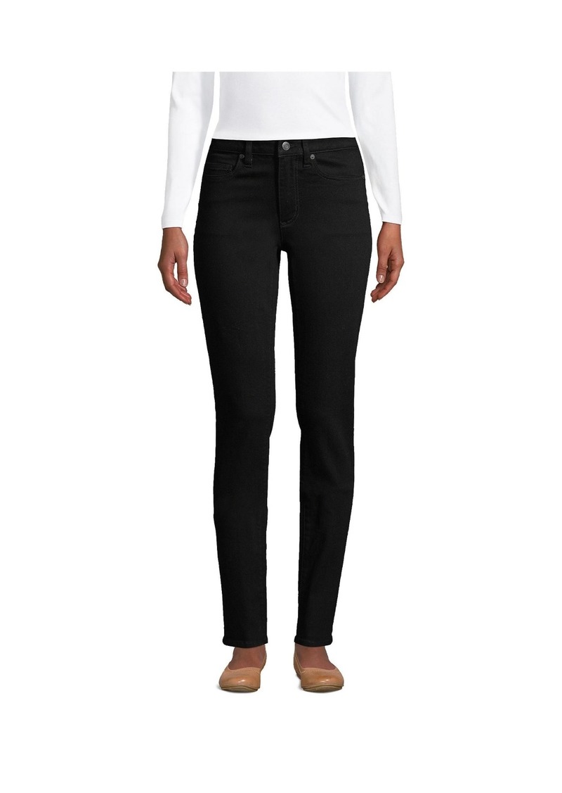 Lands' End Women's Mid Rise Straight Leg Jeans - Black