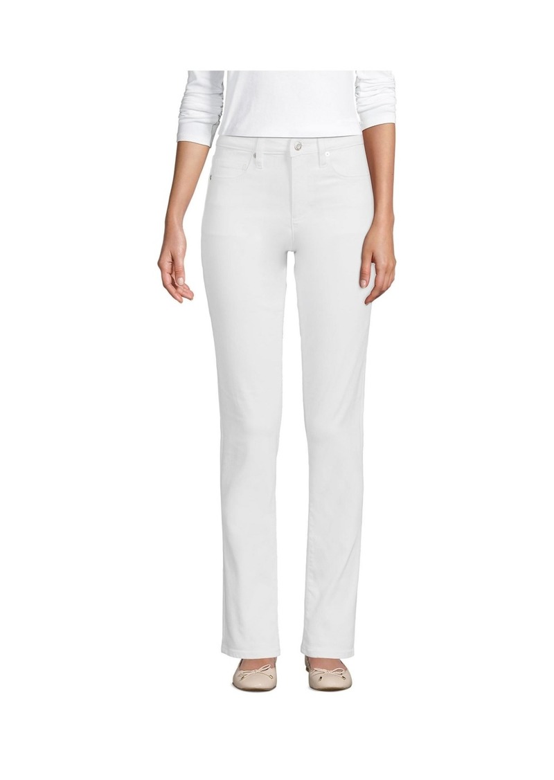 Lands' End Women's Mid Rise Straight Leg Jeans - White