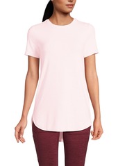 Lands' End Women's Moisture Wicking Upf Sun T-Shirt - Soft tea rose/white pinstripe