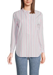 Lands' End Women's No Iron Banded Collar Popover Shirt - White