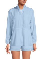 Lands' End Women's Performance Packable Full Zip Shirt - Lily pad green