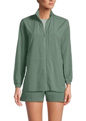 Lands' End Women's Performance Packable Full Zip Shirt - Lily pad green