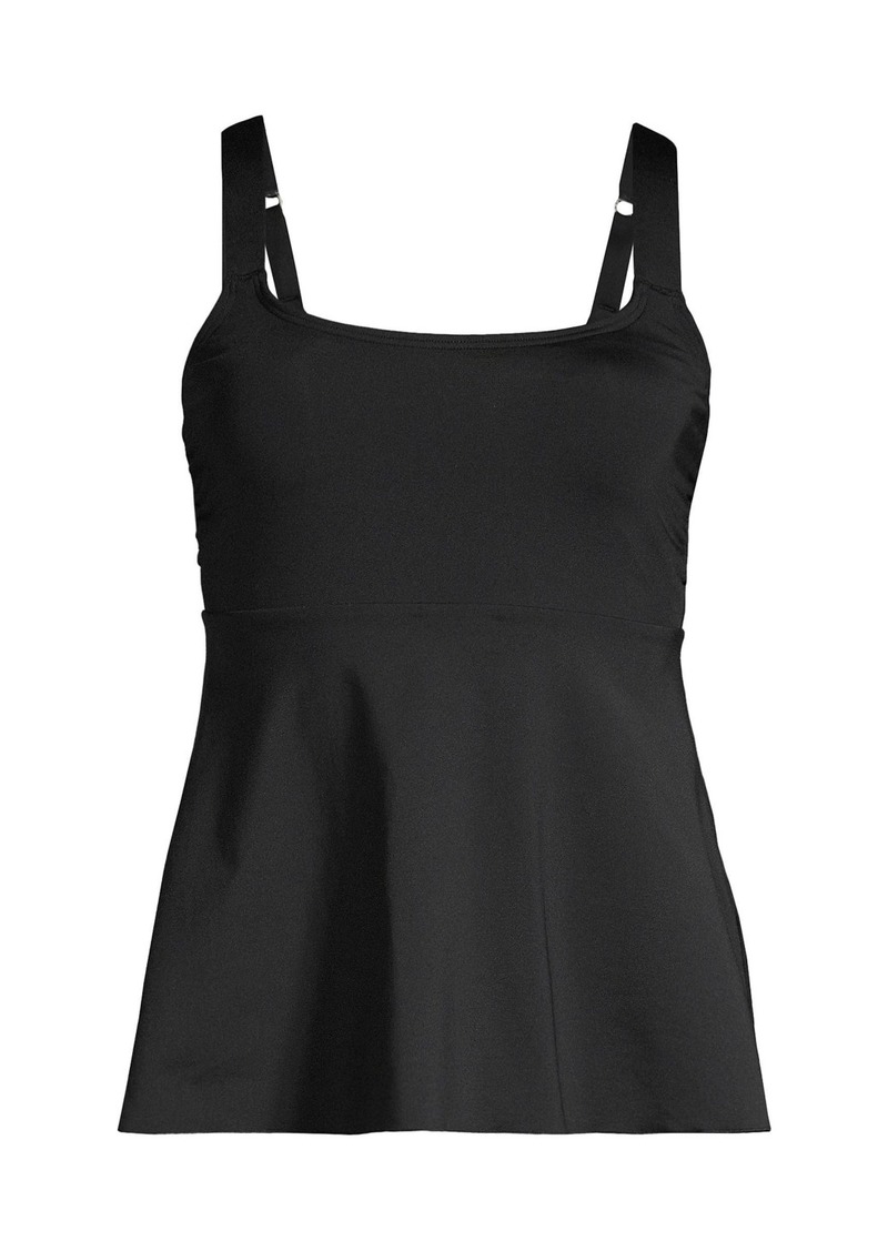 Lands' End Petite Flutter Scoop Neck Tankini Top - Black