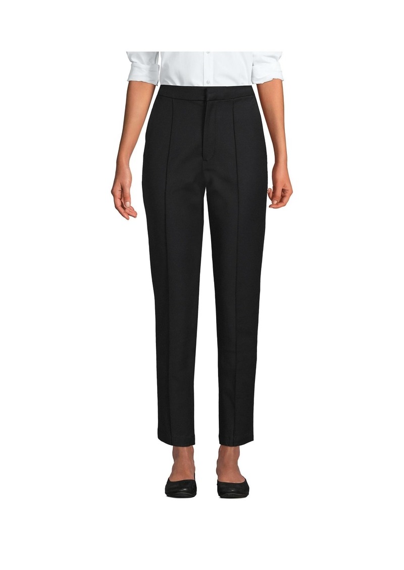 Lands' End Petite High Rise Bi Stretch Pintuck Pencil Ankle Pants - Black