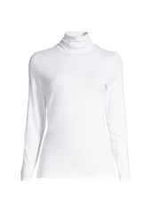 Lands' End Women's Petite Lightweight Fitted Long Sleeve Turtleneck Top - White